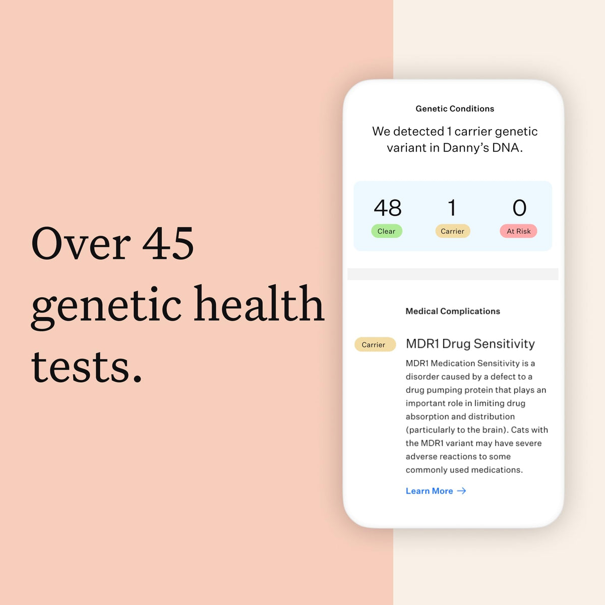 Cat DNA Test Kit, 45 Health Conditions, 1 Pack N9620