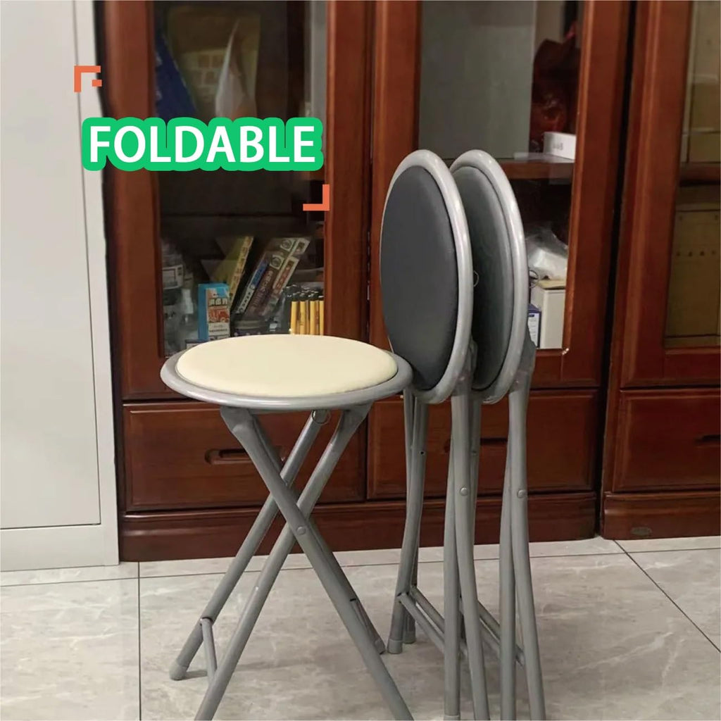 18 Inch Folding Bar Stool 2 Pcs with Footrest Black W460745