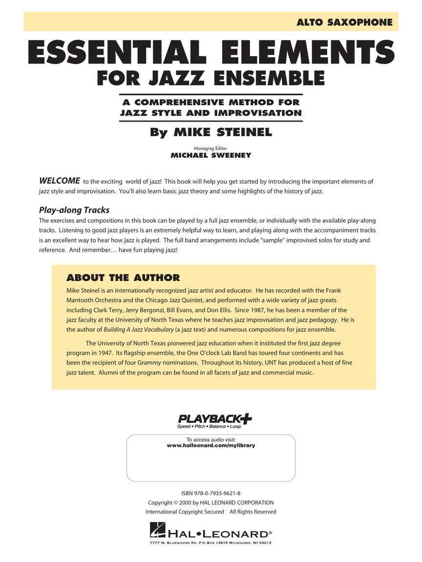 Alto Saxophone Jazz Ensemble Method Q9085
