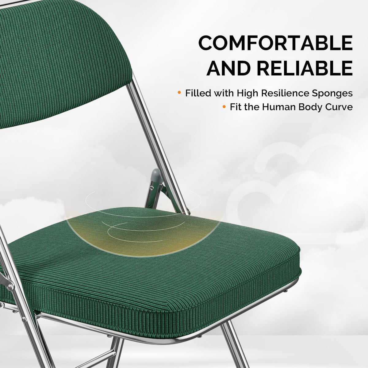 2 Pack Olive Green Folding Chairs with Padded Seat J6329