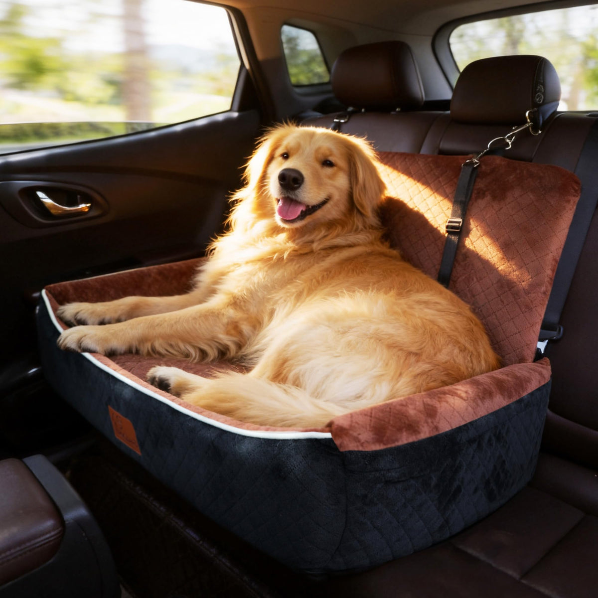 Large Dog Car Seat Portable Travel Dog Bed Velvet Memory Foam T7756
