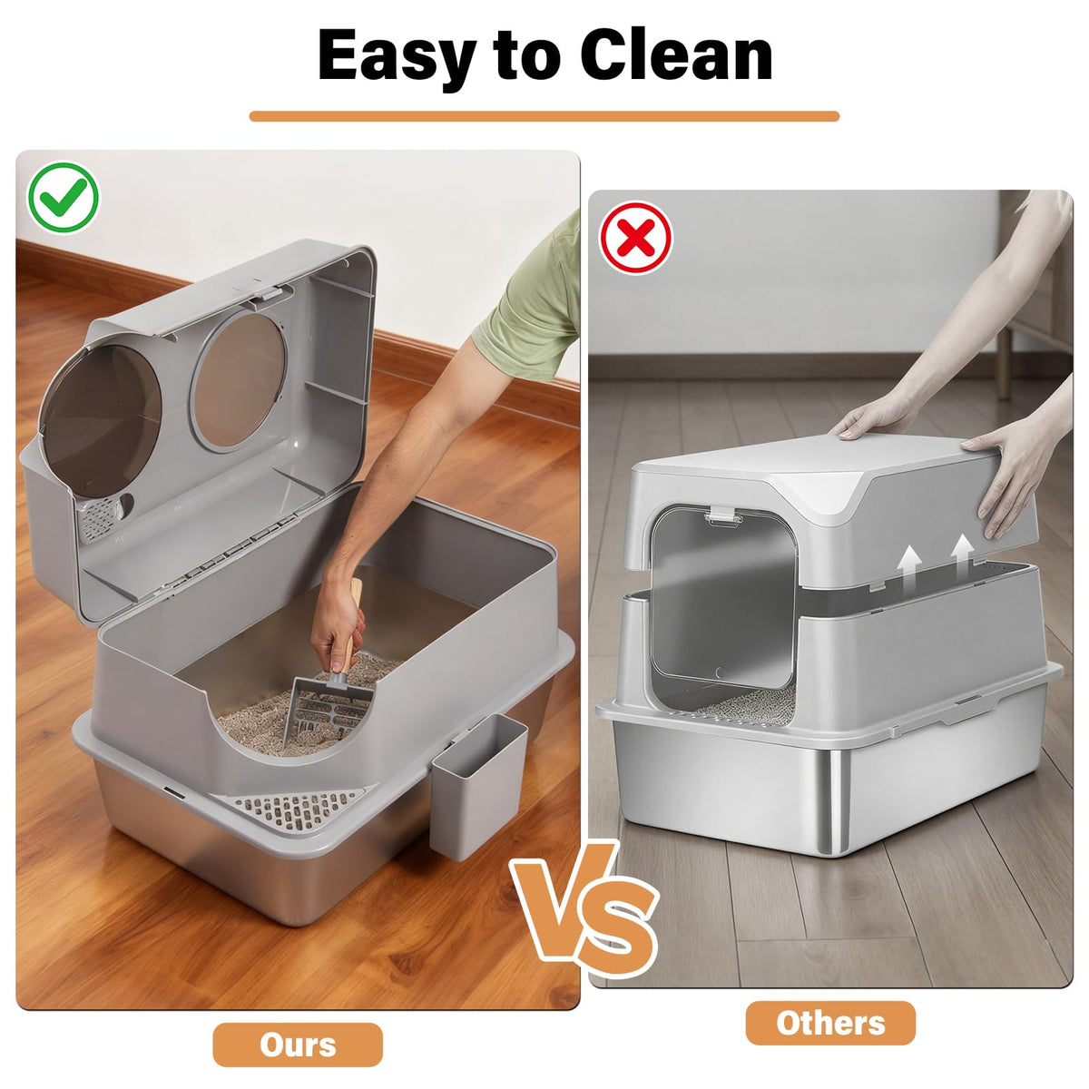 XL Stainless Steel Enclosed Cat Litter Box with Lid I948