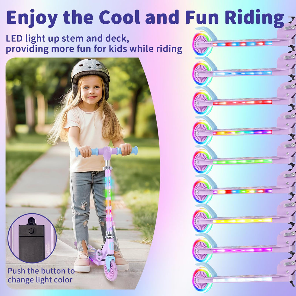2 Wheel Folding Lightweight Kick Scooter with Light-Up Wheels F754175