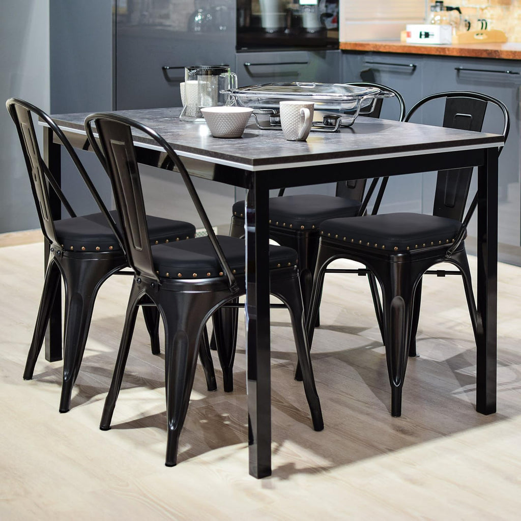 Black Cushioned Metal Dining Chairs Set of 4 V81396