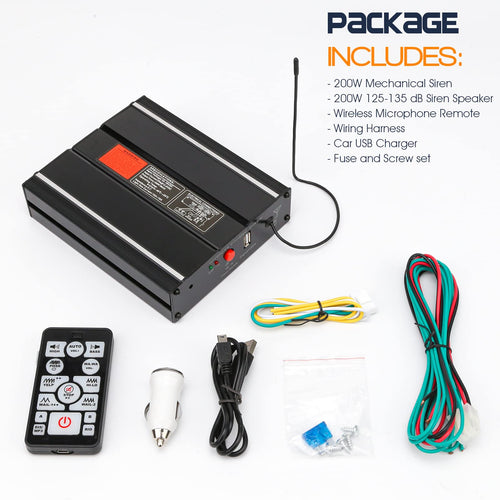 12V 200W 20 Tones Emergency Siren PA System K1039