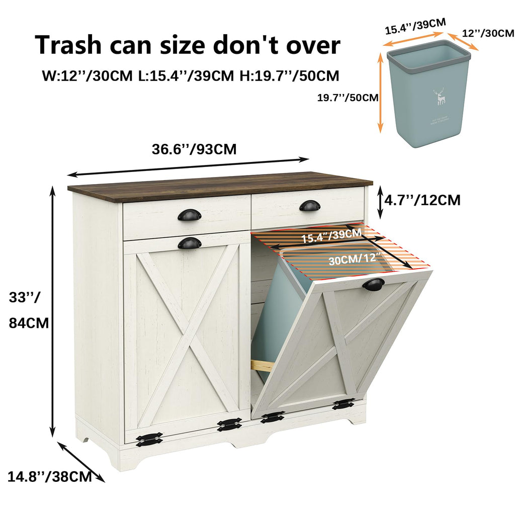 Antique White Double Tilt Out Trash Can Cabinet G264