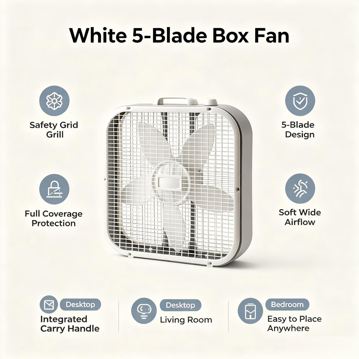 20 Inch 3 Speed White Box Fan Z446194
