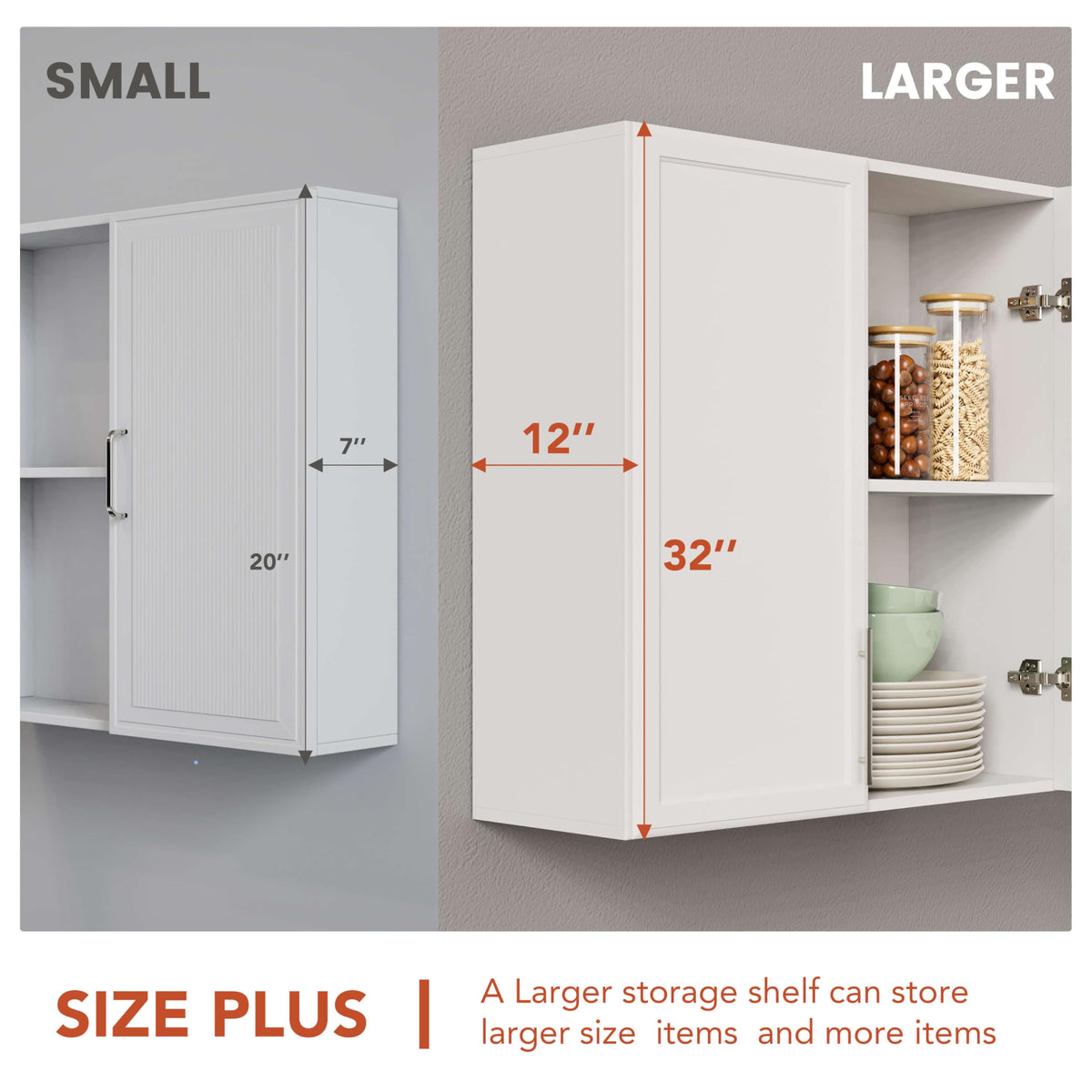 White Wall Cabinet with Adjustable Shelves S723