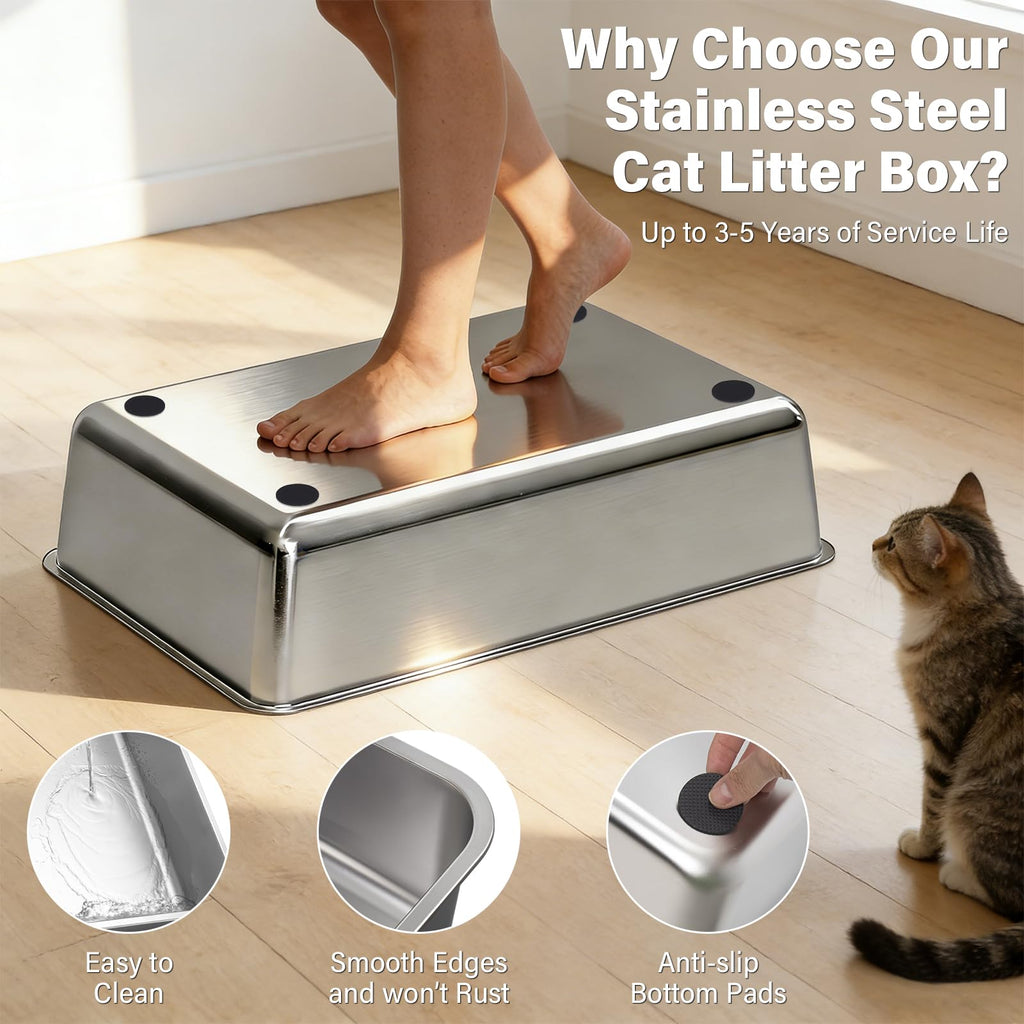 XL Stainless Steel Enclosed Cat Litter Box with Lid I948