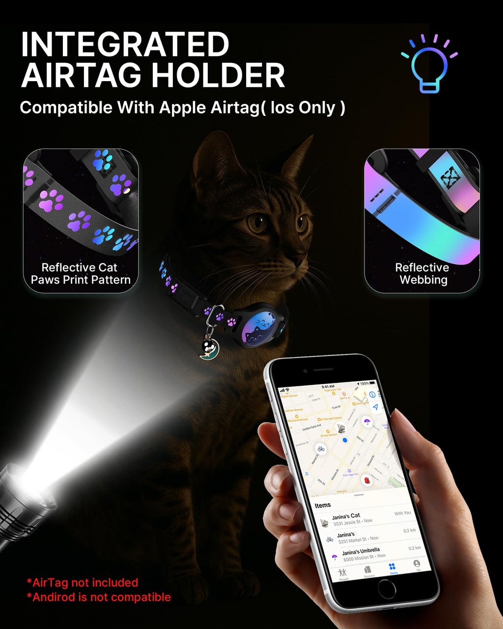 Cat Collar with AirTag Holder 2 Pack Z75408