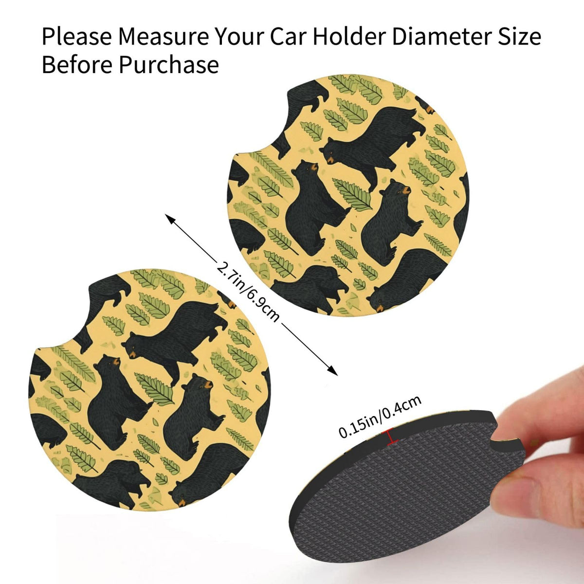 Black Bear Printed Anti Slip Waterproof Beverage Mats E74244