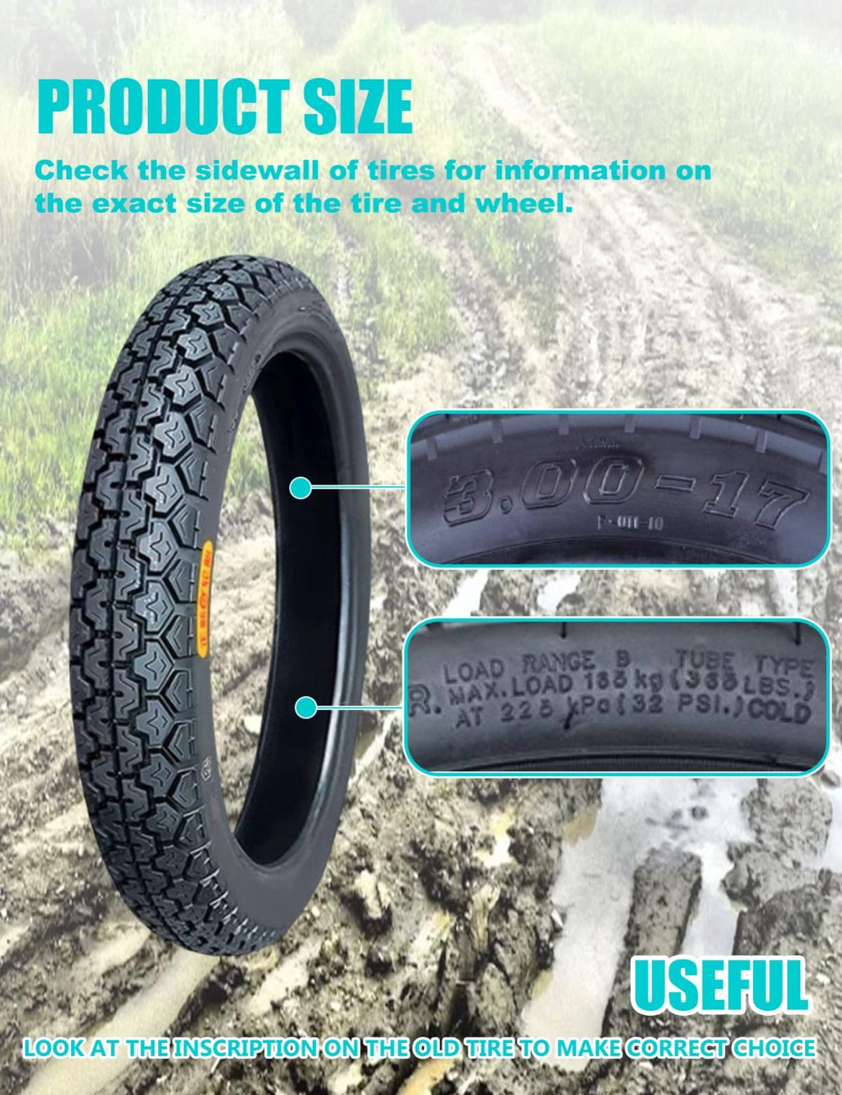17 Dirt Bike Tire and Tube Set B558