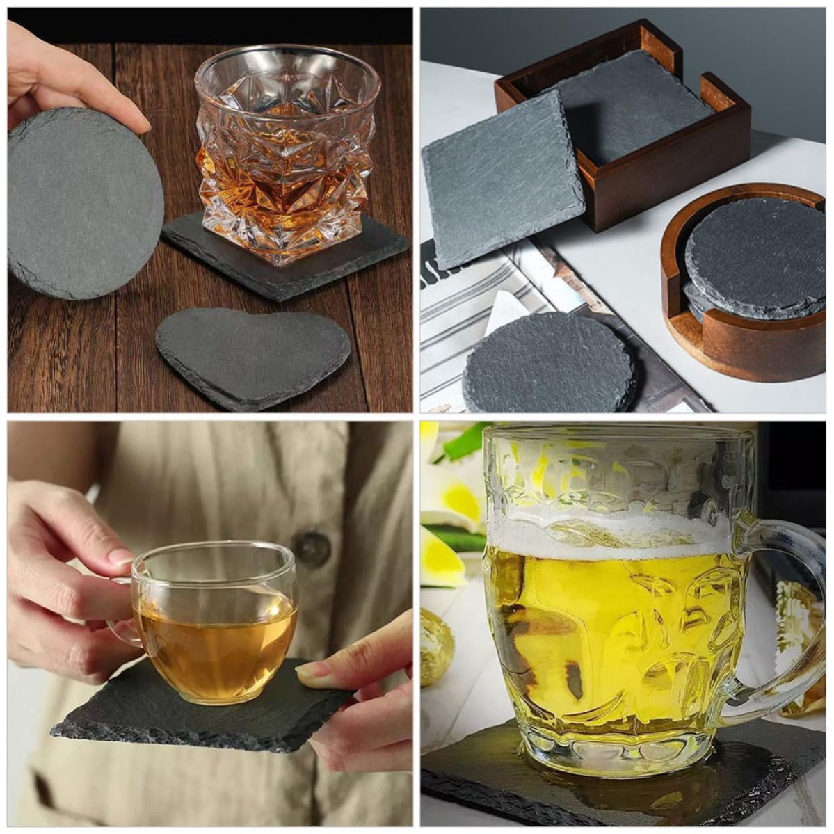 12pcs Natural Stone Coasters with Non Slip Bottom S84627