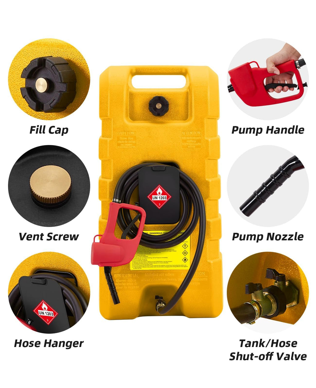 15 Gallon Portable Gas Tank with Caster and 10Ft Hose Y4646