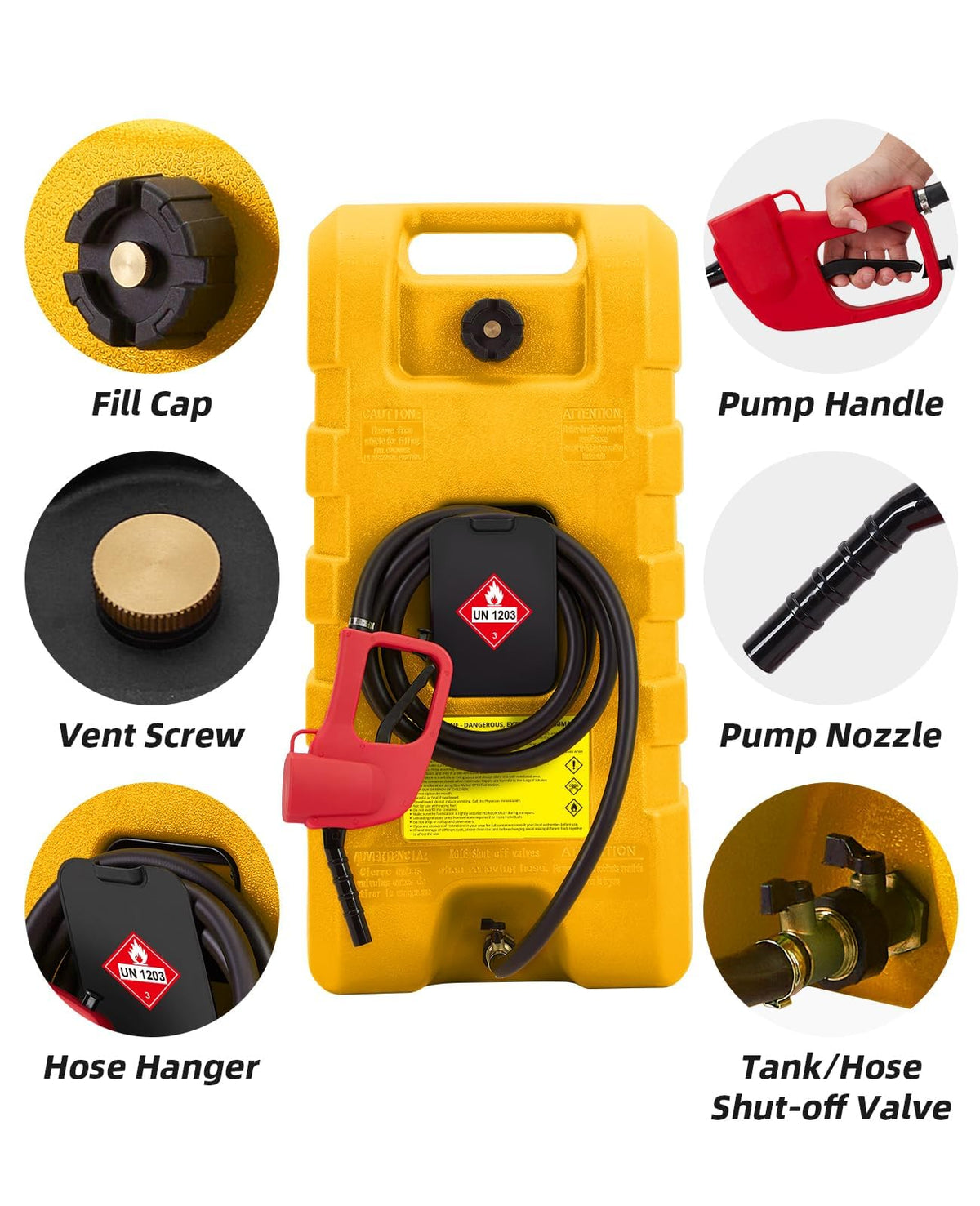 15 Gallon Portable Gas Tank with Caster and 10Ft Hose Y4646