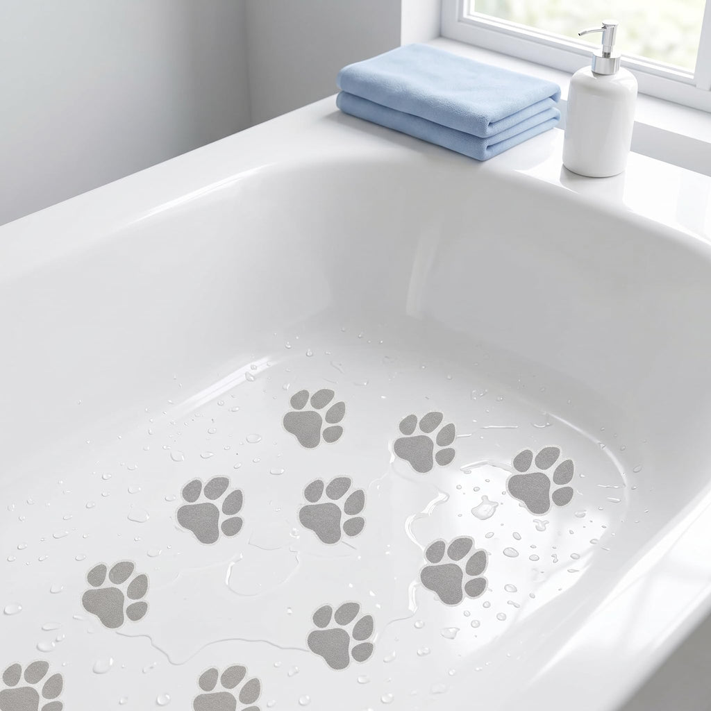 Grey Checkered Dog Paw Non Slip Stickers N377