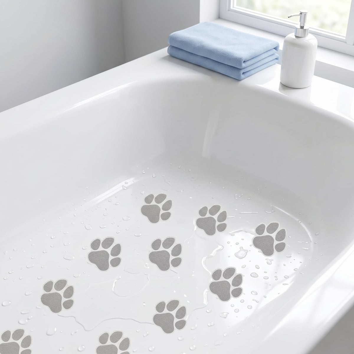 Grey Checkered Dog Paw Non Slip Stickers N377