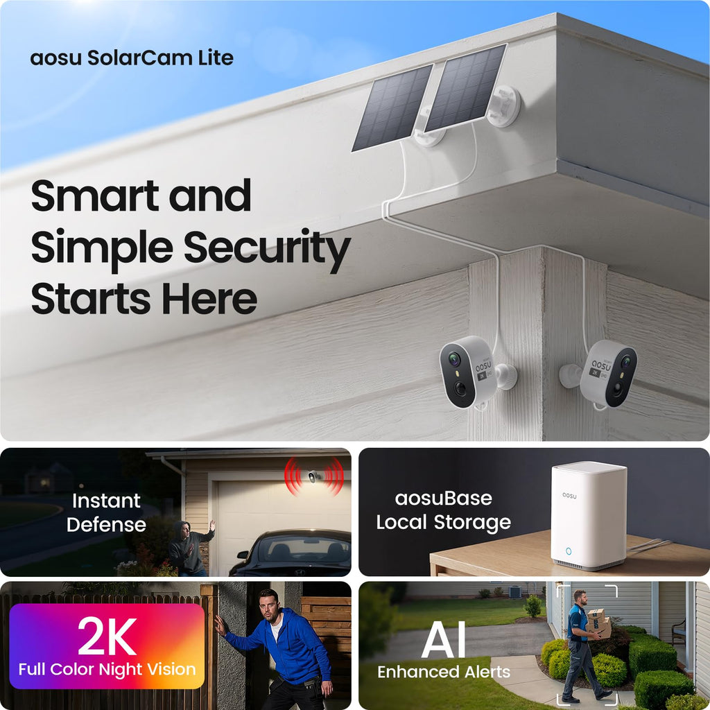2K Solar Security Cameras Wireless Outdoor System C4274
