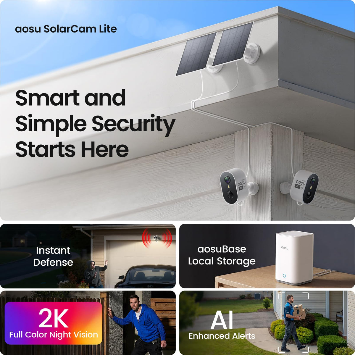 2K Solar Security Cameras Wireless Outdoor System C4274