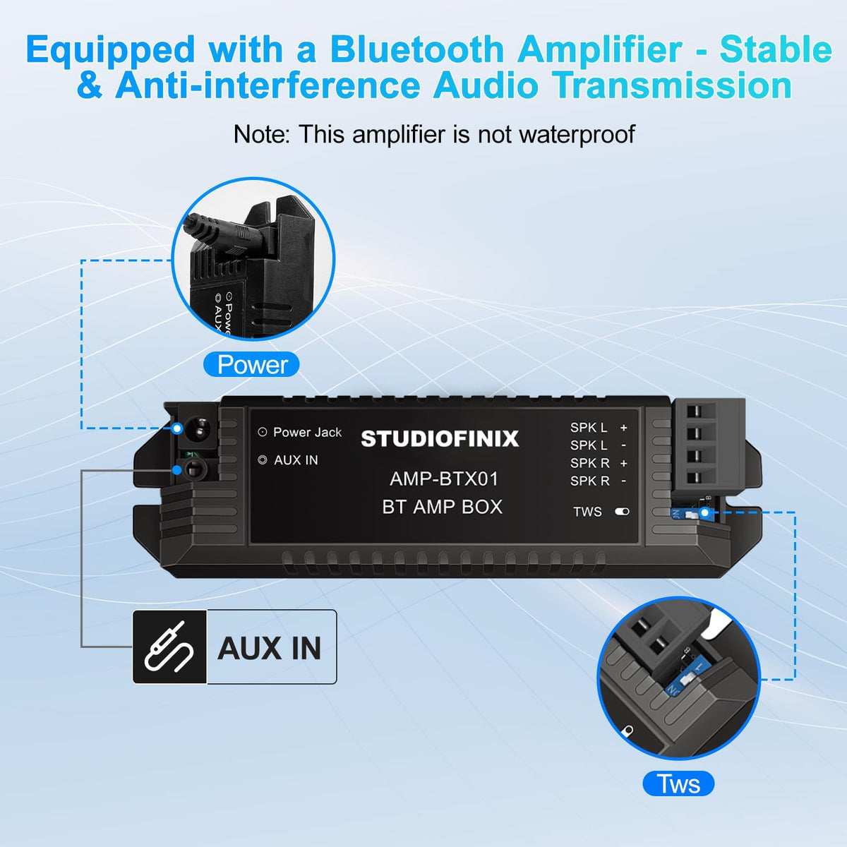 4 Inch 80W Bluetooth Waterproof Marine Speakers 2 Way Black M8373