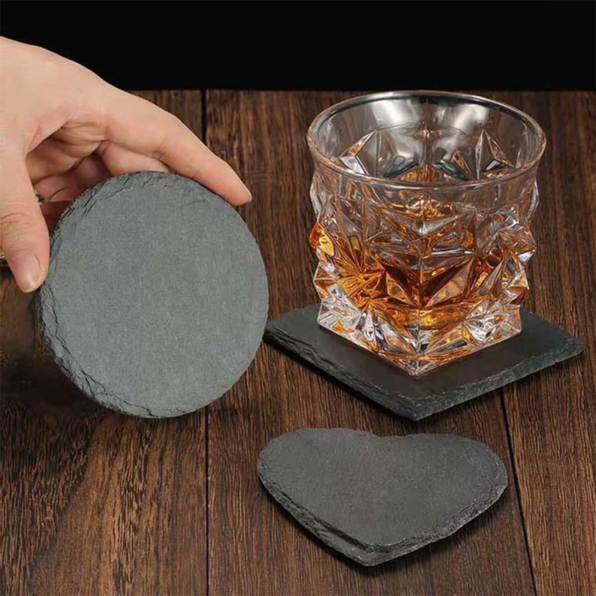 12pcs Natural Stone Coasters with Non Slip Bottom S84627