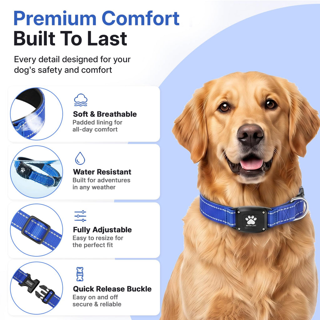 GPS Dog Collar with Tracker, Waterproof, Blue, L B5467