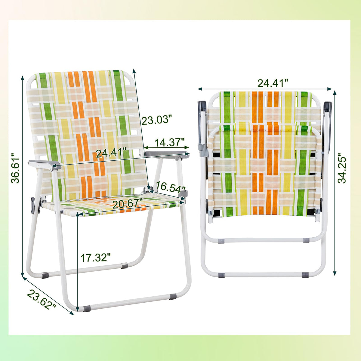 Set of 2 Webbed Folding Beach Chairs P5193