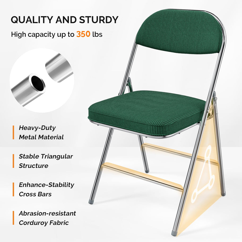 2 Pack Olive Green Folding Chairs with Padded Seat J6329