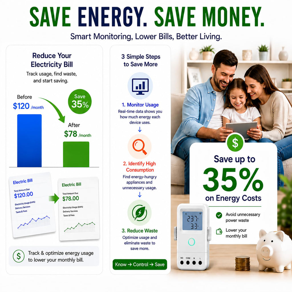 WiFi Home Energy Monitor with 3 80A CT Clamps V9570