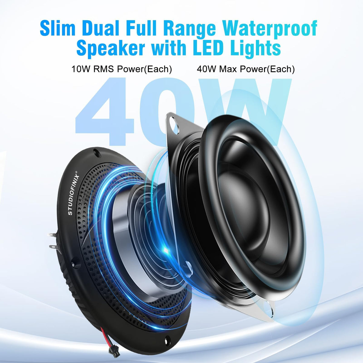 4 Inch 80W Bluetooth Waterproof Marine Speakers 2 Way Black M8373