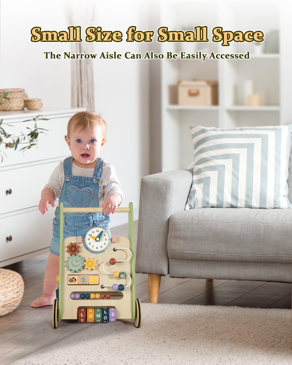 Wooden Push Walker with Wheels D736138