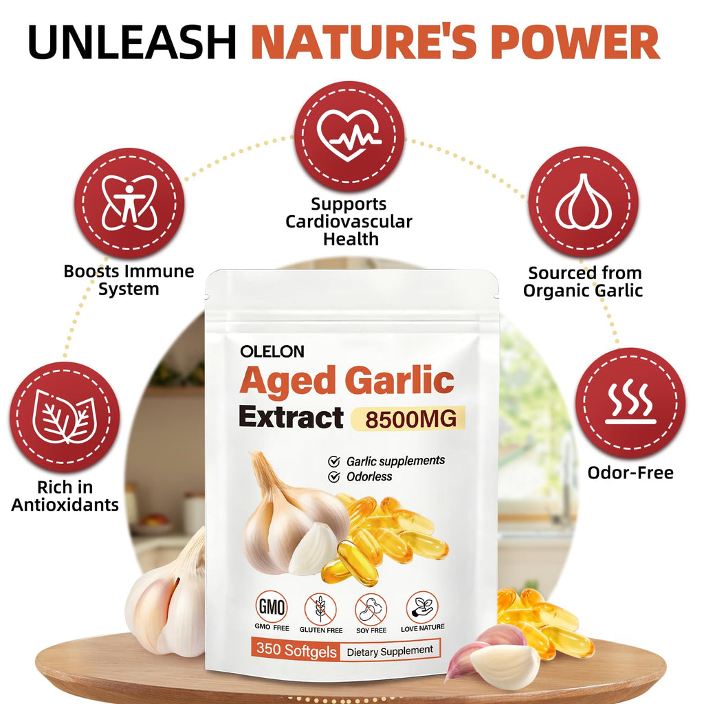 Aged Garlic Extract 350 Softgels Odorless Organic Garlic Supplement U617