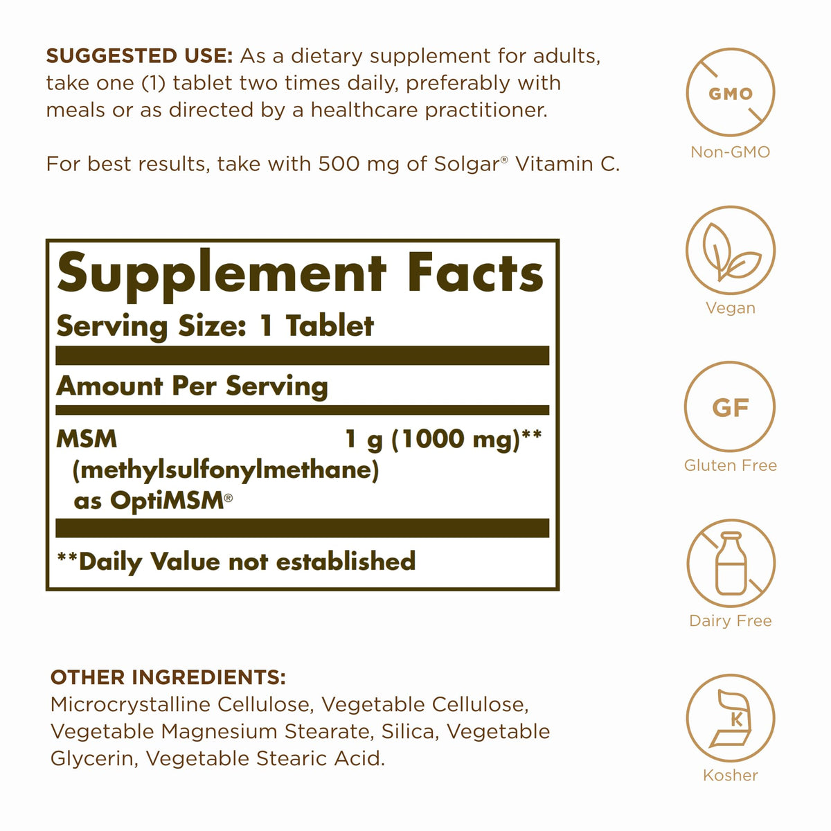 MSM 1000 mg 120 Tablets I84830