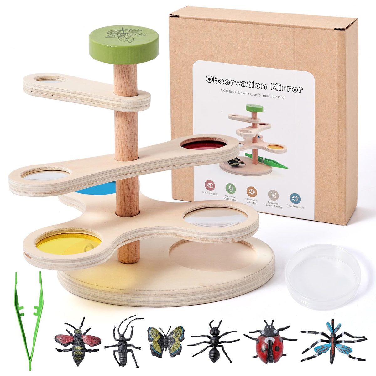 Insect Observation Kit with Tweezers, Petri Dish and 6 Insect Models K677