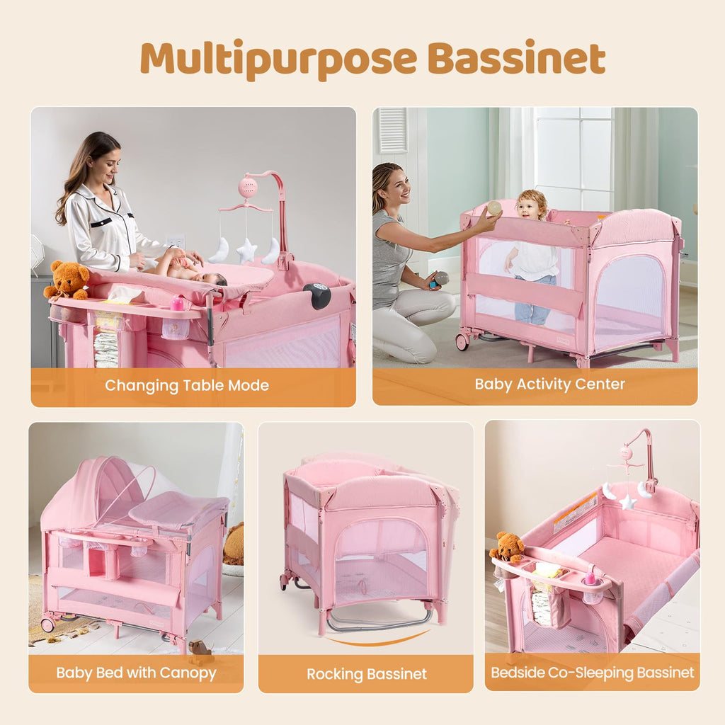 9 in 1 Bedside Bassinet with Changing Table V63050