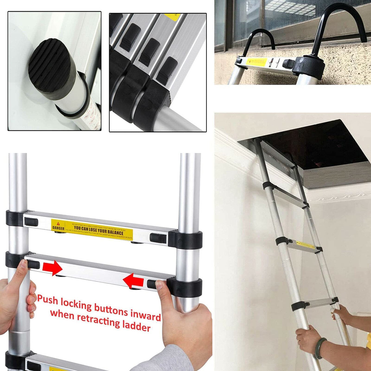 20.34 FT Aluminum Telescoping Extension Ladder 330lbs Capacity W692