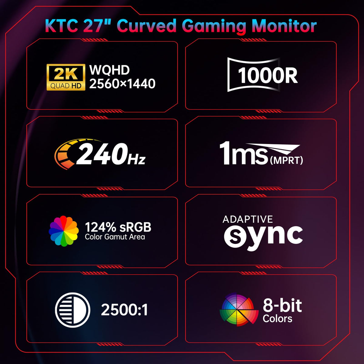 27 Inch 240Hz Curved 2K QHD Gaming Monitor J999