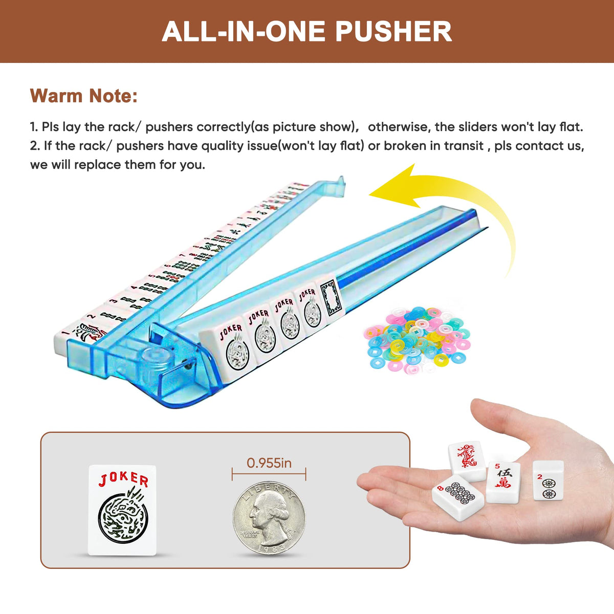 166 Tiles Mahjong Set with Racks Pushers Bag B93983