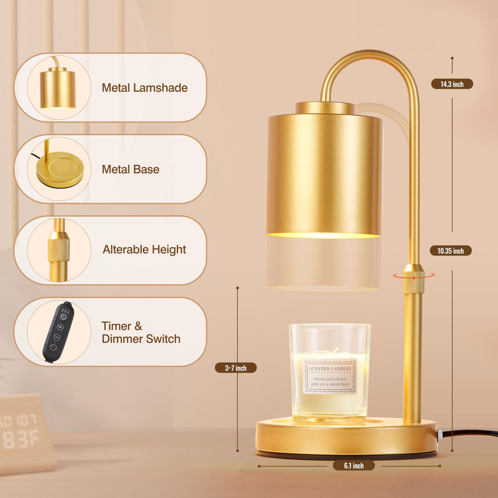 Height Adjustable Electric Candle Warmer Lamp with Timer & Dimmer M38588
