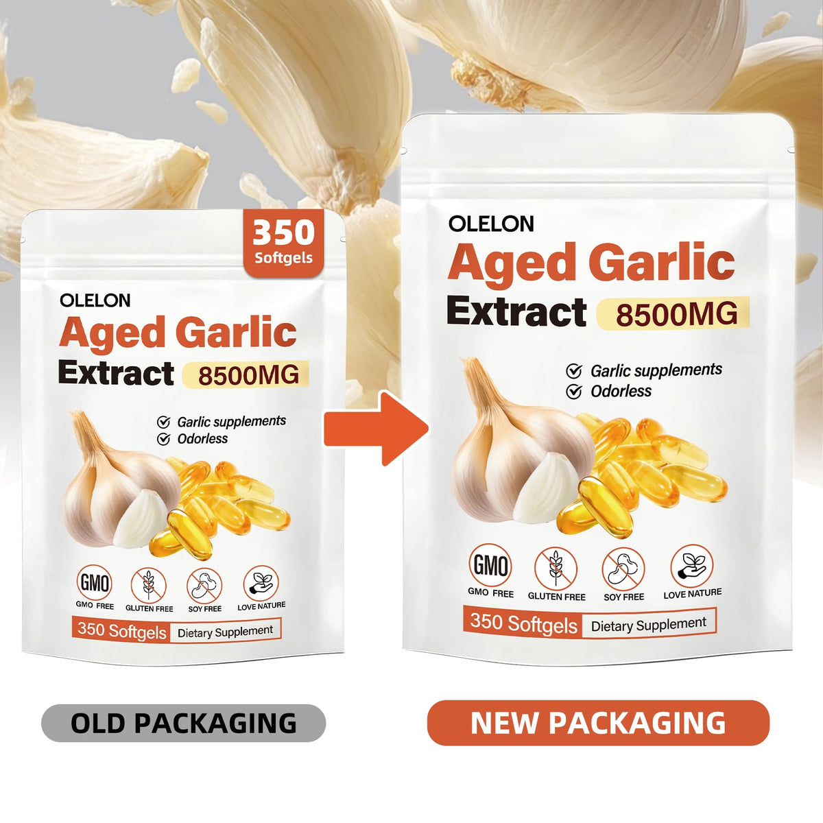 Aged Garlic Extract 350 Softgels Odorless Organic Garlic Supplement U617