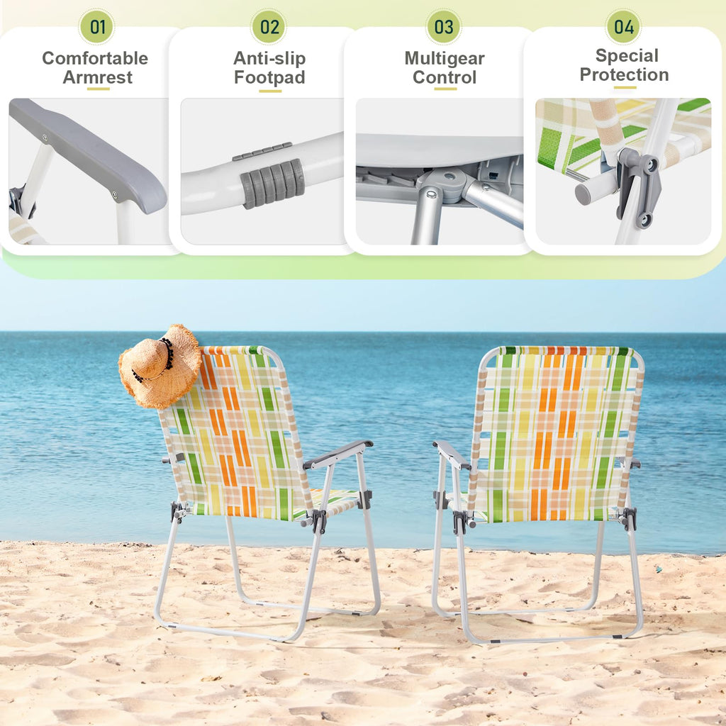 Set of 2 Webbed Folding Beach Chairs P5193