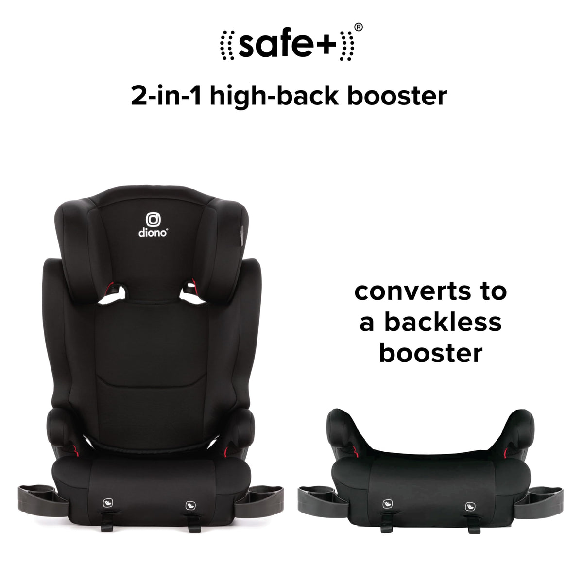 2-in-1 Belt Positioning Booster Seat, Black L845