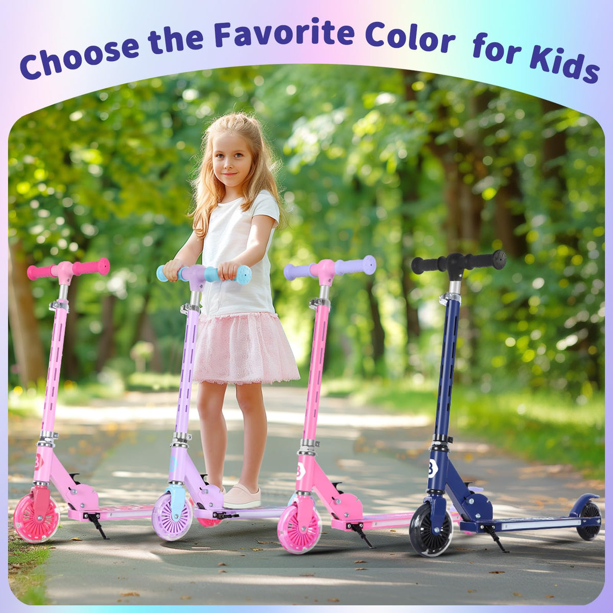 2 Wheel Folding Lightweight Kick Scooter with Light-Up Wheels F754175