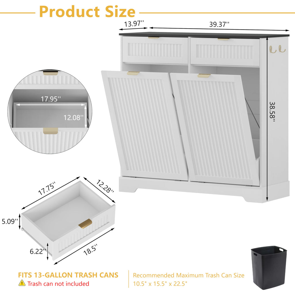13 Gallon Tilt Out Trash Can Cabinet with Drawer P3632