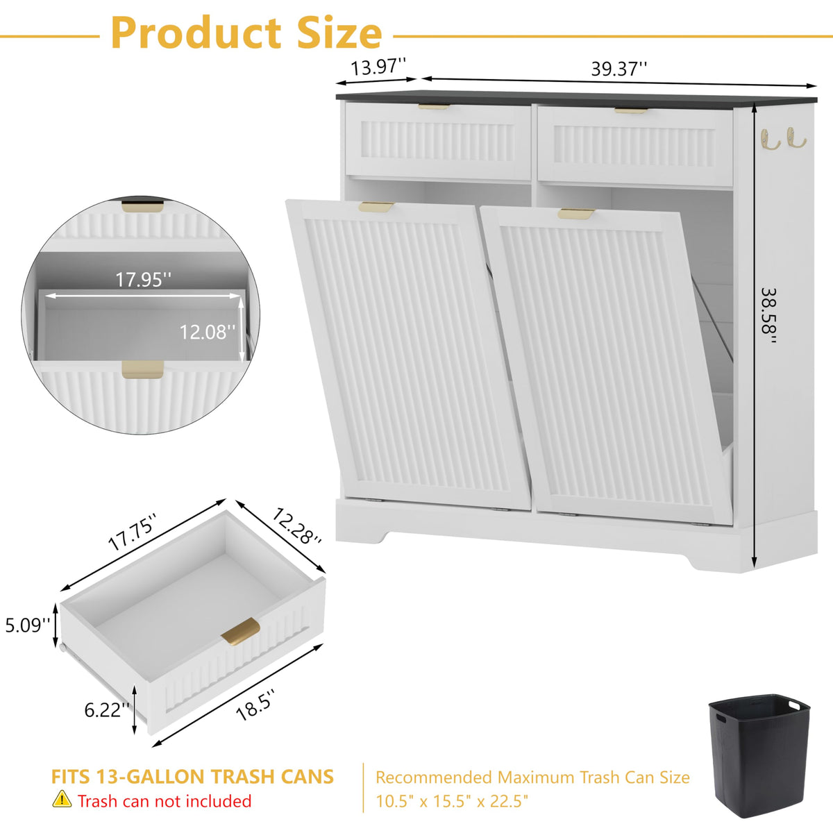13 Gallon Tilt Out Trash Can Cabinet with Drawer P3632