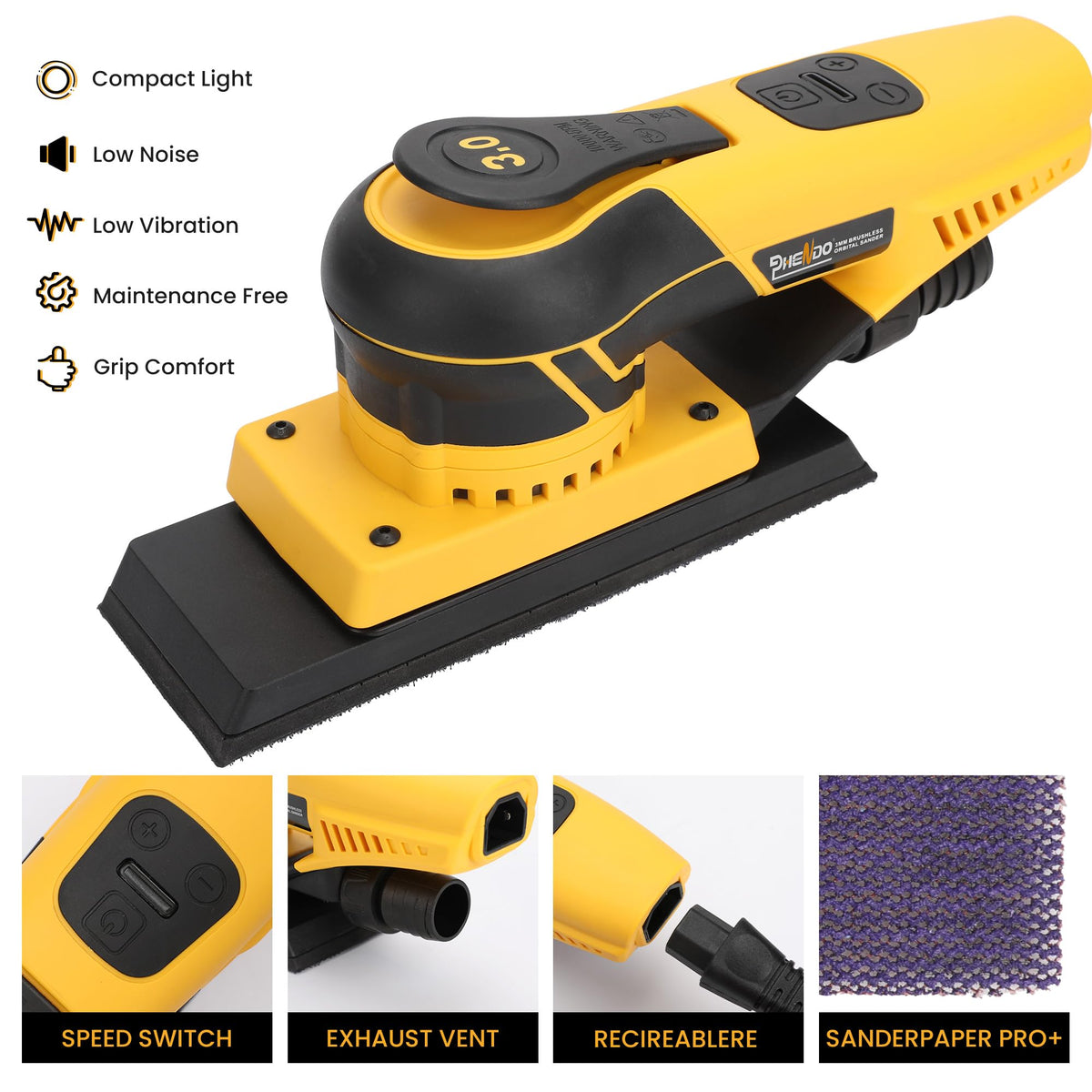 350W 3A Electric Random Orbital Sander A326590
