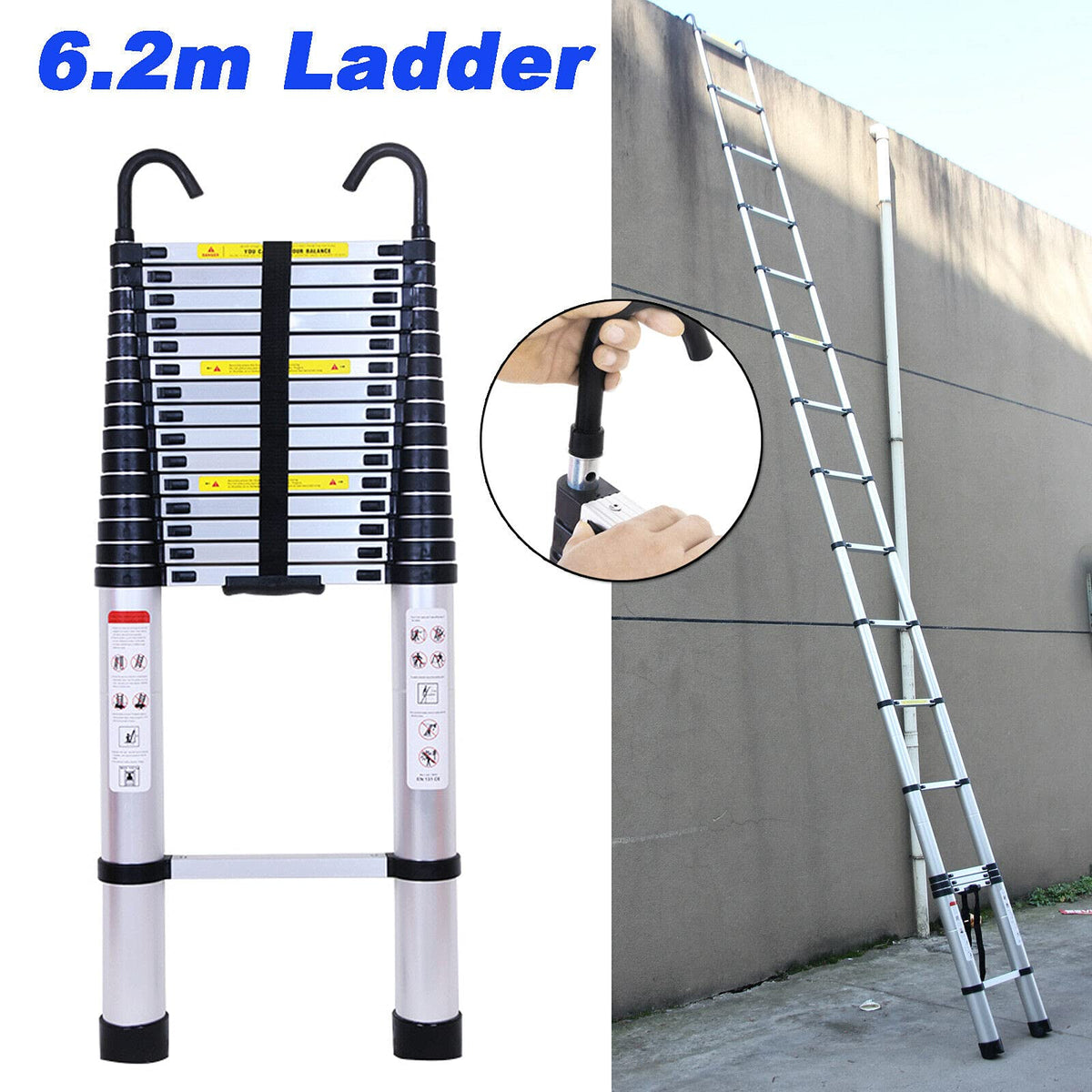 20.34 FT Aluminum Telescoping Extension Ladder 330lbs Capacity W692