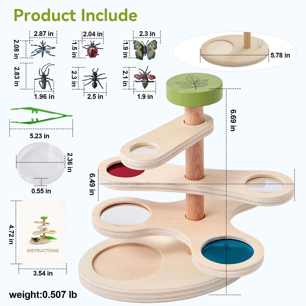Insect Observation Kit with Tweezers, Petri Dish and 6 Insect Models K677