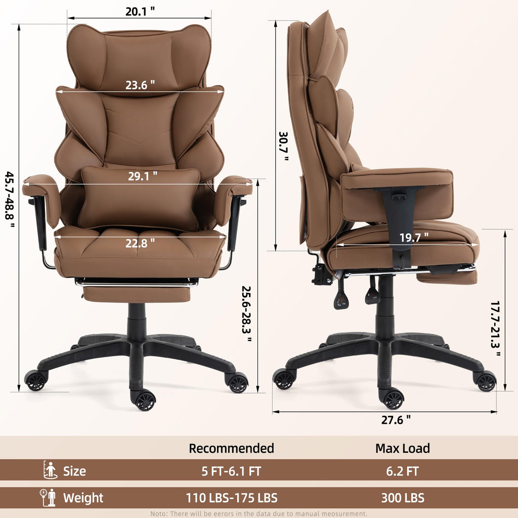 Brown Ergonomic Office Chair with Footrest S267886