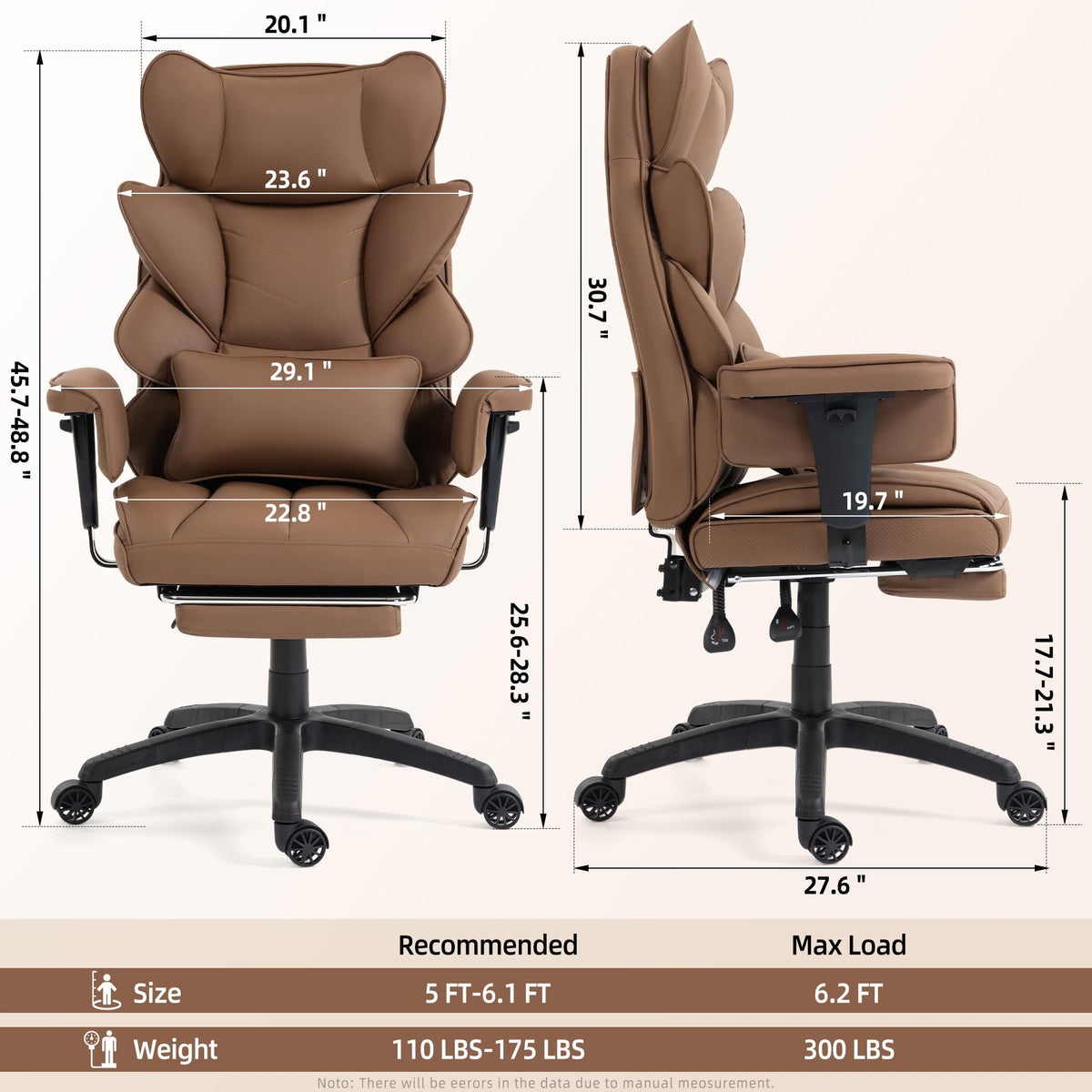 Brown Ergonomic Office Chair with Footrest S267886
